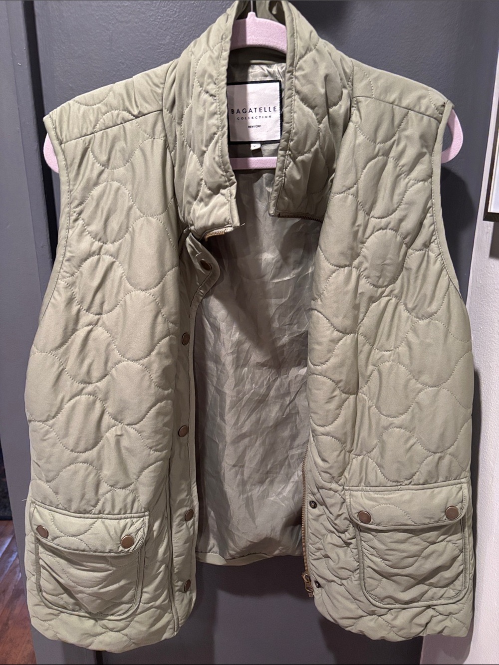 Bagatelle Quilted Sleeveless Vest - Sage Green